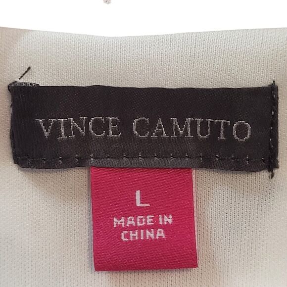 NEW Vince Camuto Large Mesh Mock Neck Sleeveless Blouse Pink White Petal Print - Picture 2 of 10